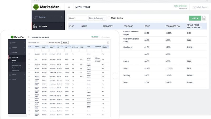 Market Man Restaurant inventory and stocktake